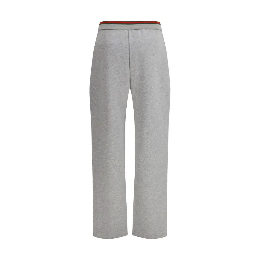 Pantalon décontracté en coton gris Gucci