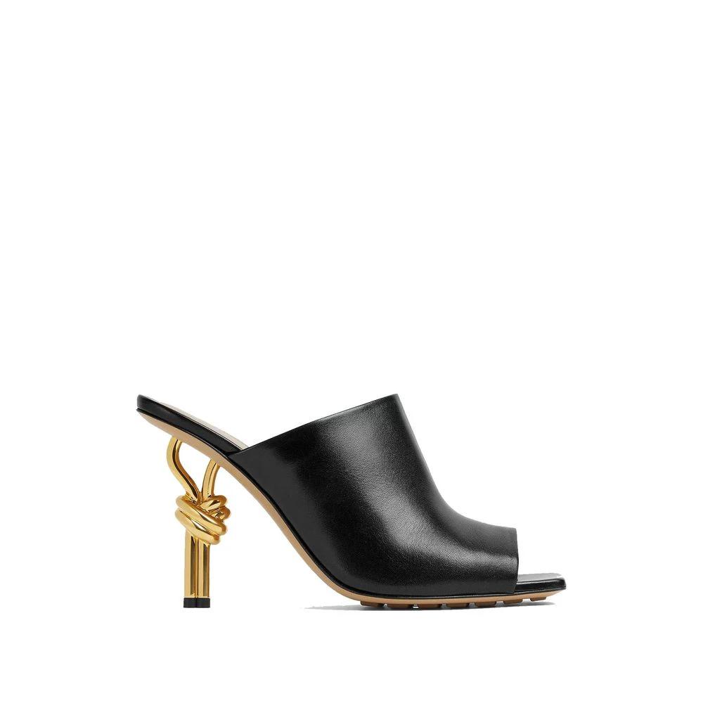 Mules Bottega Veneta en cuir d'agneau noir