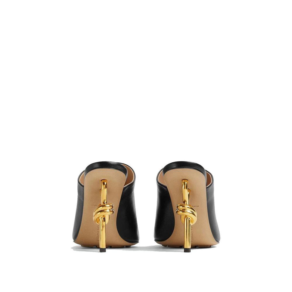 Mules Bottega Veneta en cuir d'agneau noir