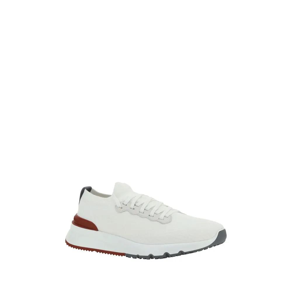 Baskets basses blanches en coton Brunello Cucinelli