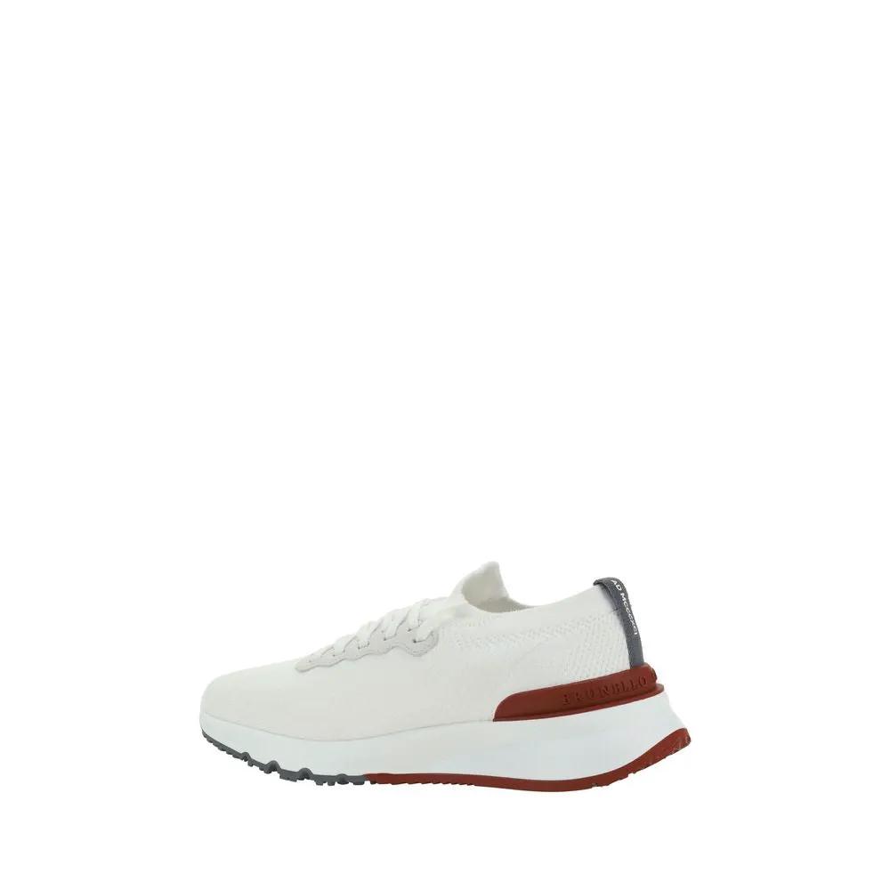 Baskets basses blanches en coton Brunello Cucinelli