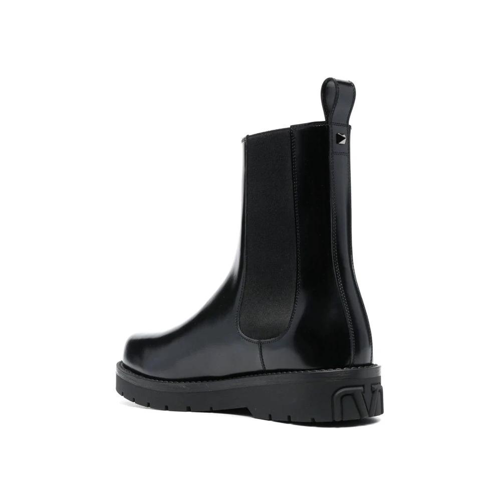 Valentino Garavani Black Leather Chelsea Boots by Valentino Garavani