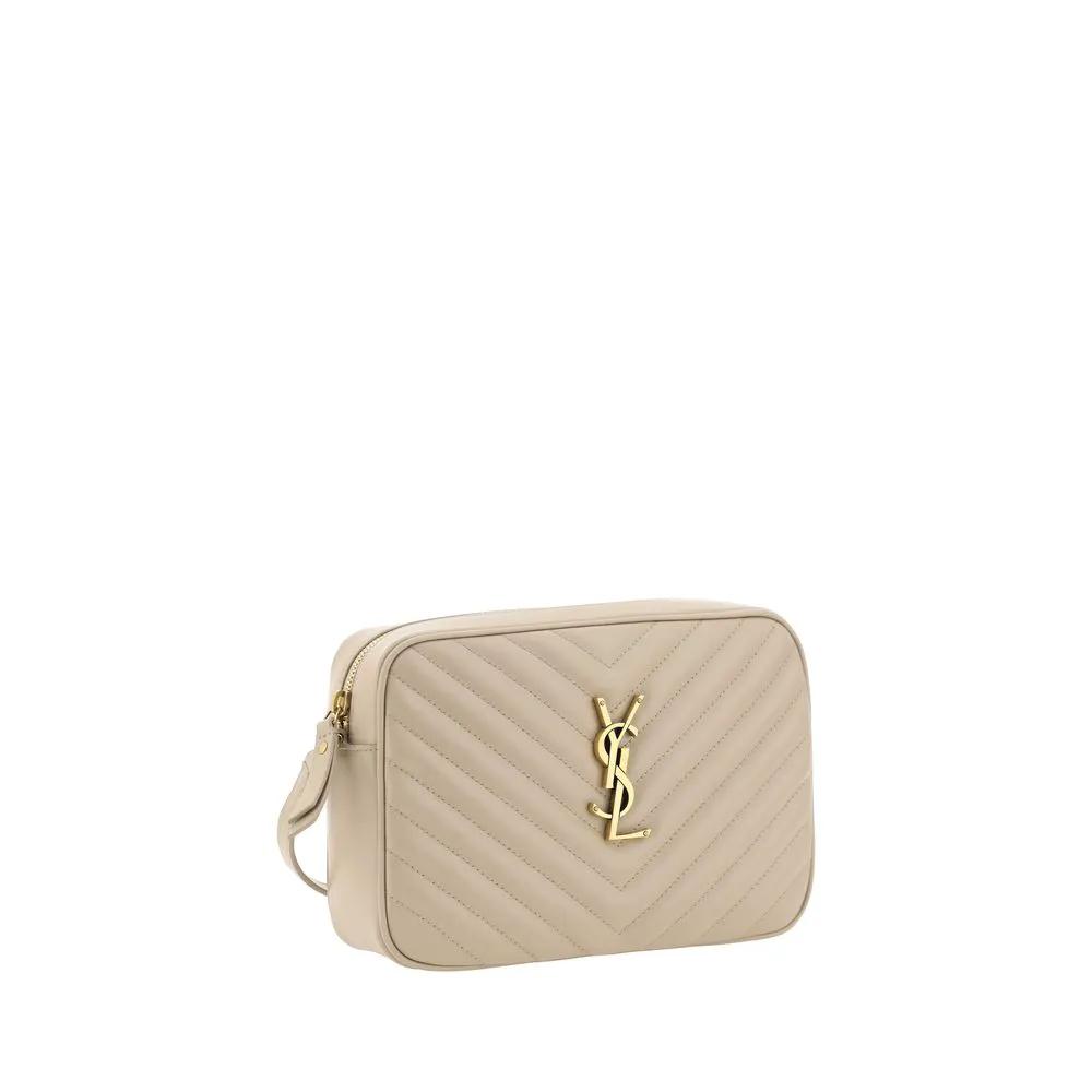 Sac bandoulière Saint Laurent Bos Taurus en cuir de veau beige