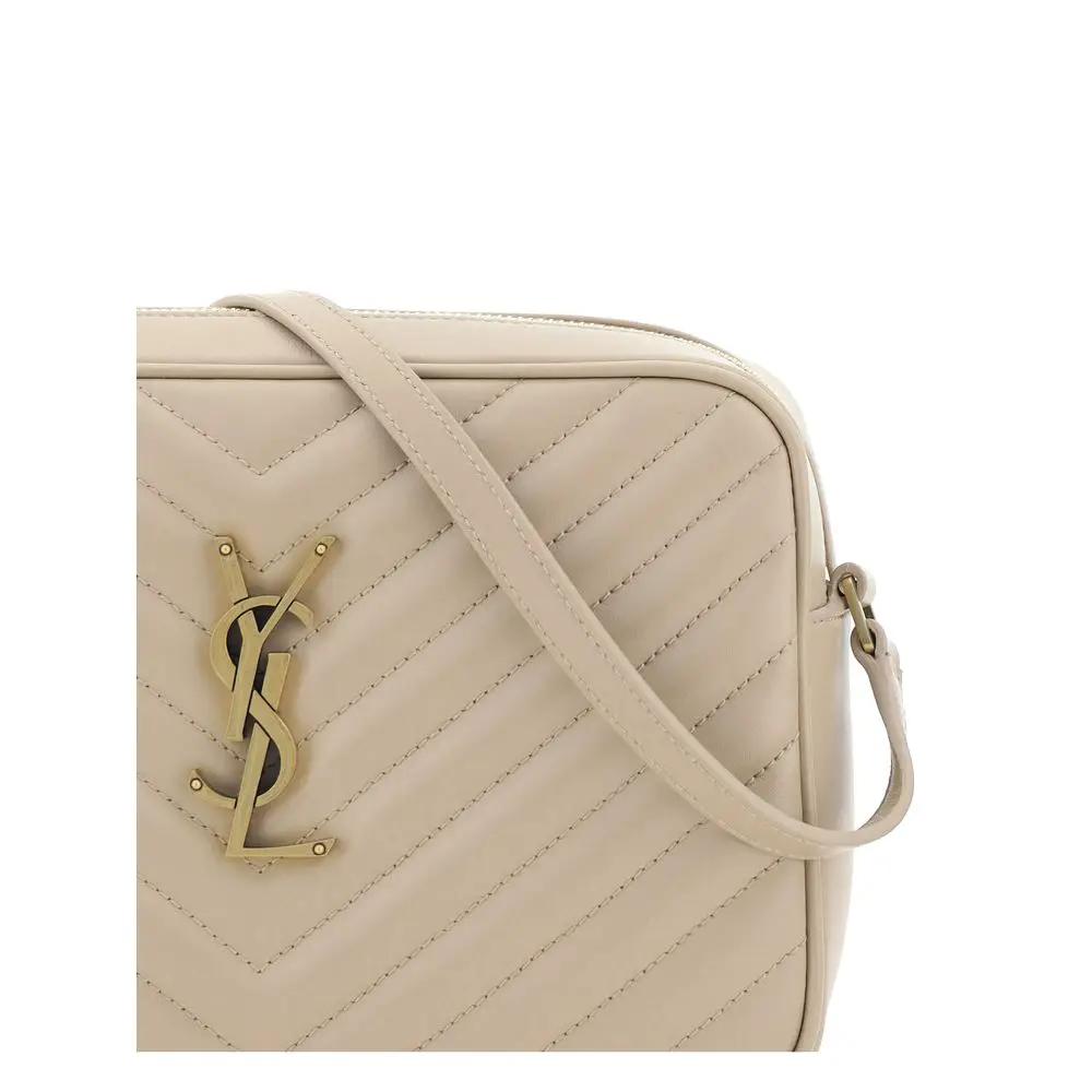 Sac bandoulière Saint Laurent Bos Taurus en cuir de veau beige