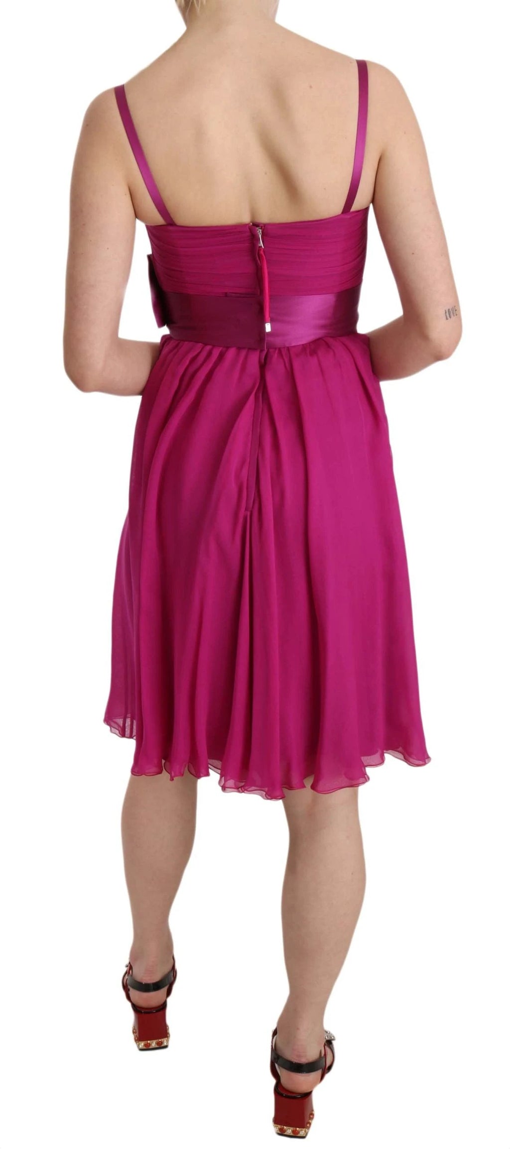 Dolce & Gabbana Fuchsia Pink Bow Silk Sleeveless Dress by Dolce & Gabbana