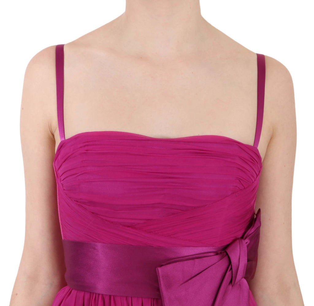 Dolce & Gabbana Fuchsia Pink Bow Silk Sleeveless Dress by Dolce & Gabbana