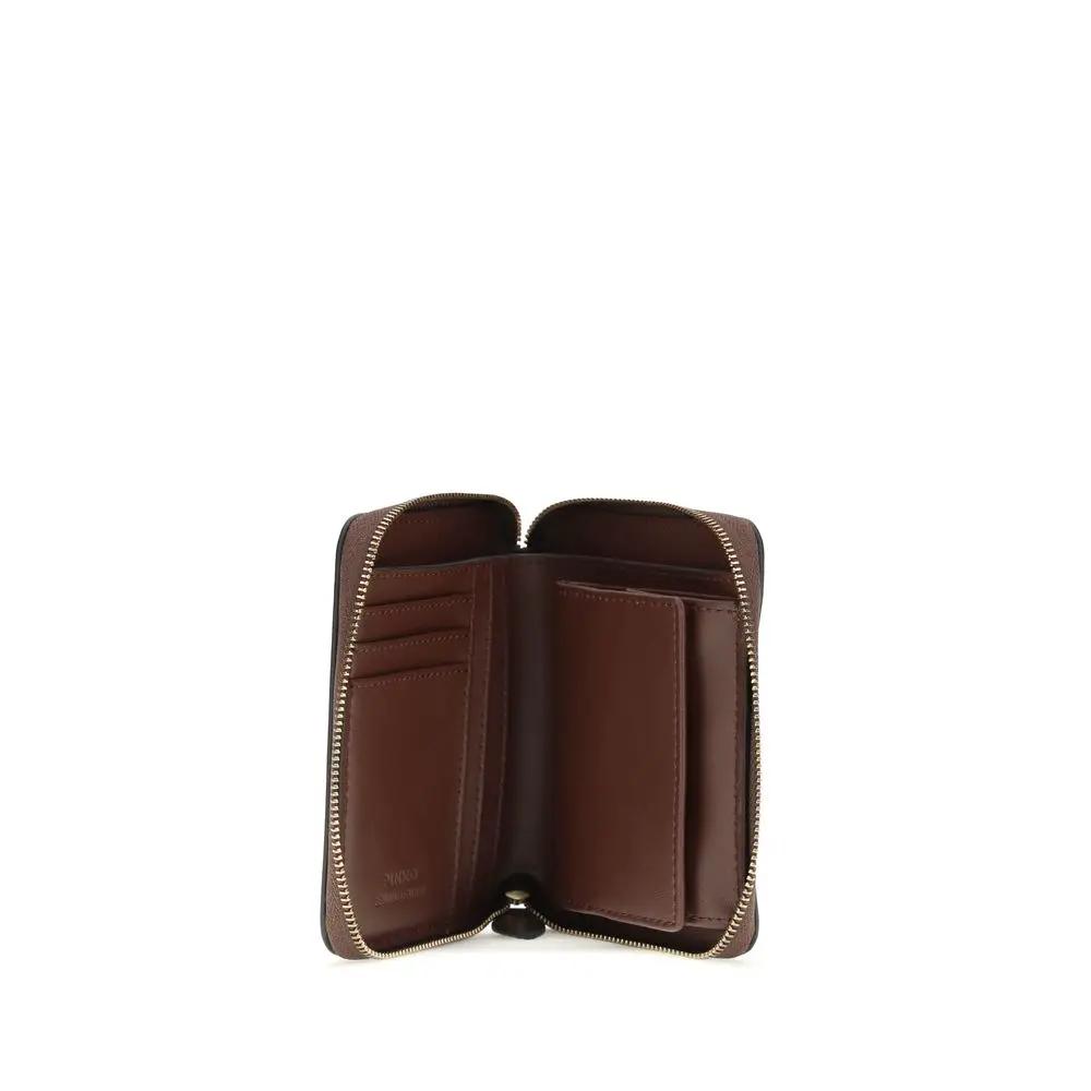 PINKO Brown Calf Leather Bos Taurus Wallet