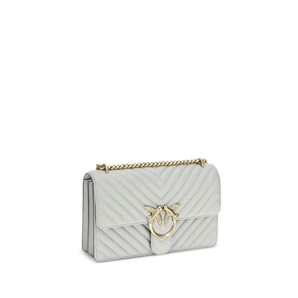 PINKO Gray Calf Leather Bos Taurus Shoulder Bag