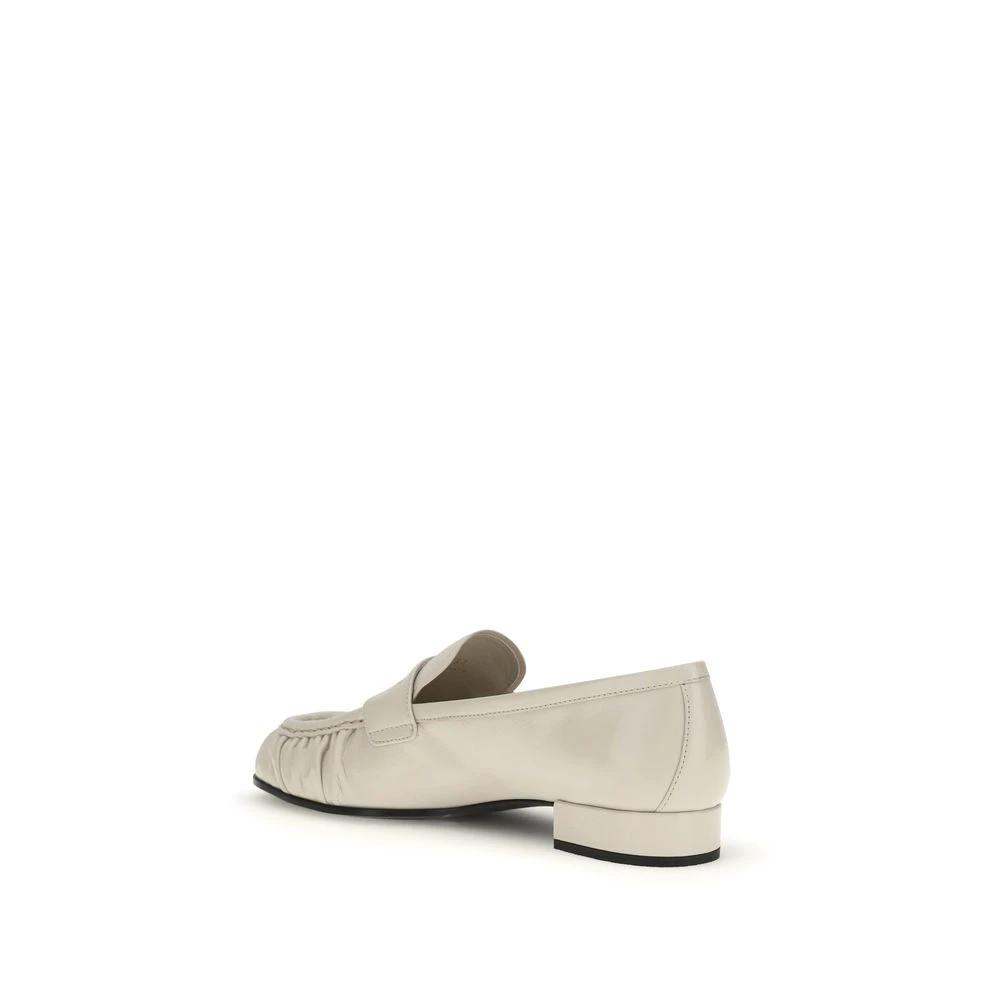 Prada Beige Calf Leather Bos Taurus Slip-On Loafers by Prada