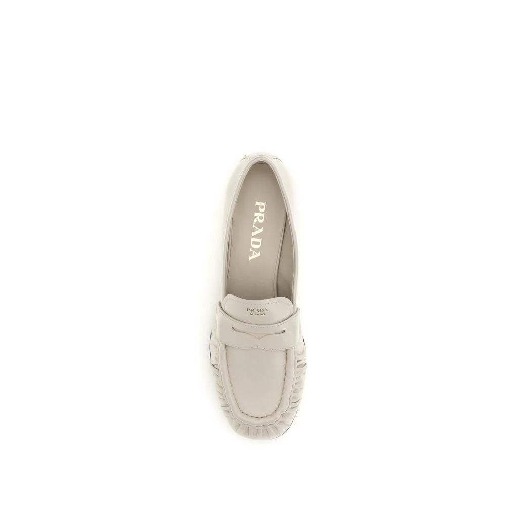 Prada Beige Calf Leather Bos Taurus Slip-On Loafers by Prada
