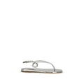 Casadei Silver Calf Leather Bos Taurus Flat Sandals by Casadei