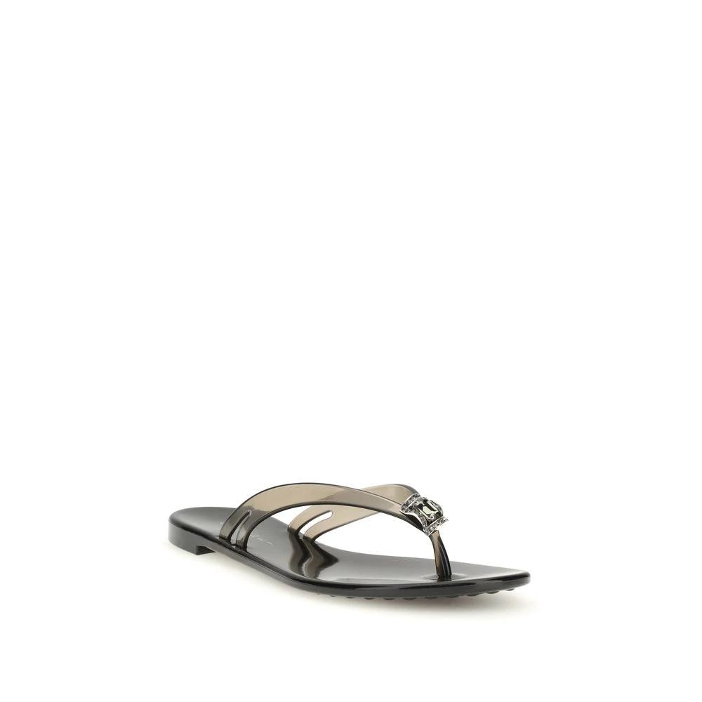 Casadei Black Polyurethane Flat Sandals by Casadei