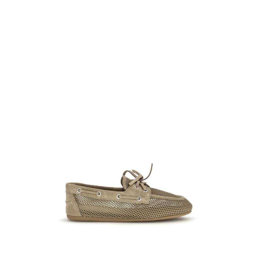 Miu Miu Beige Calf Leather Bos Taurus Slip-On Loafers by Miu Miu