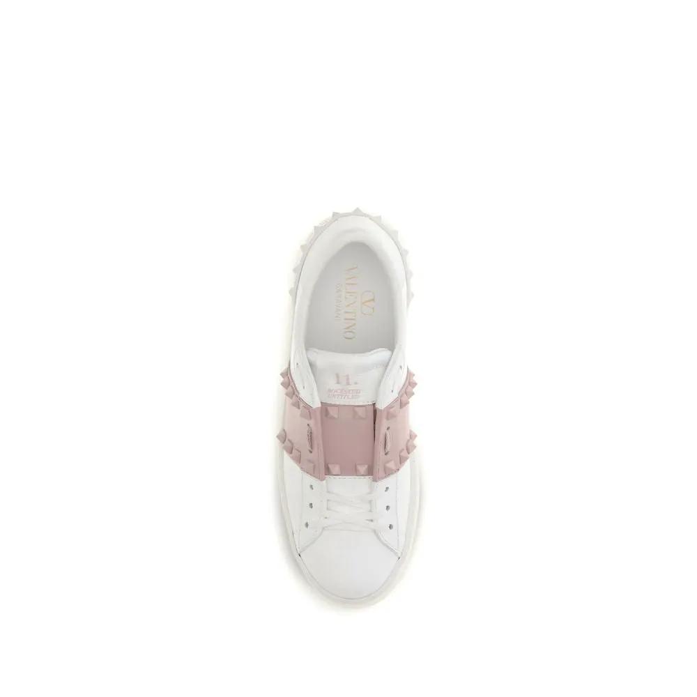 Valentino Garavani White Calf Leather Bos Taurus Athletic Sneakers
