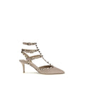 Valentino Garavani Gray Calf Leather Bos Taurus Pumps by Valentino Garavani