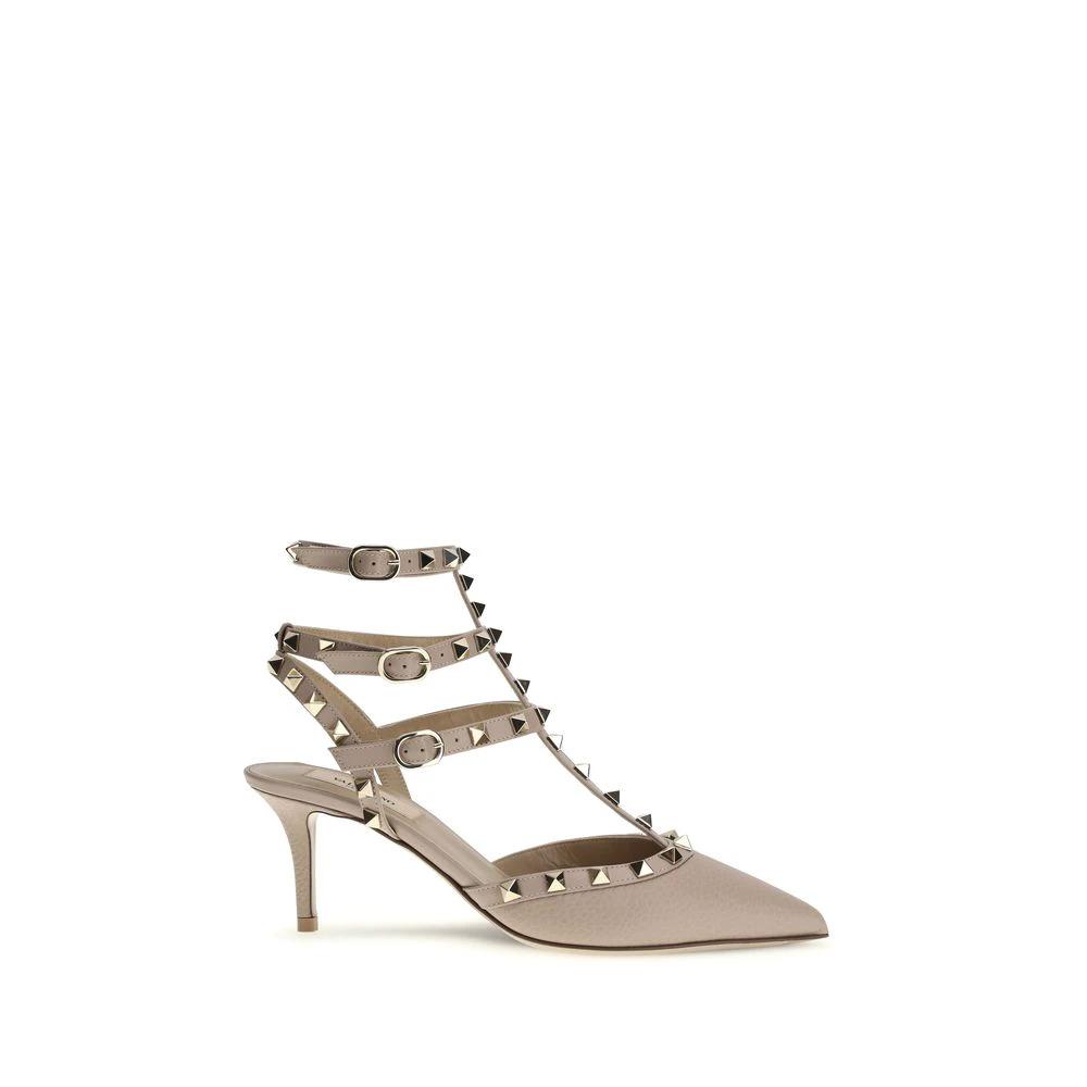 Valentino Garavani Gray Calf Leather Bos Taurus Pumps by Valentino Garavani
