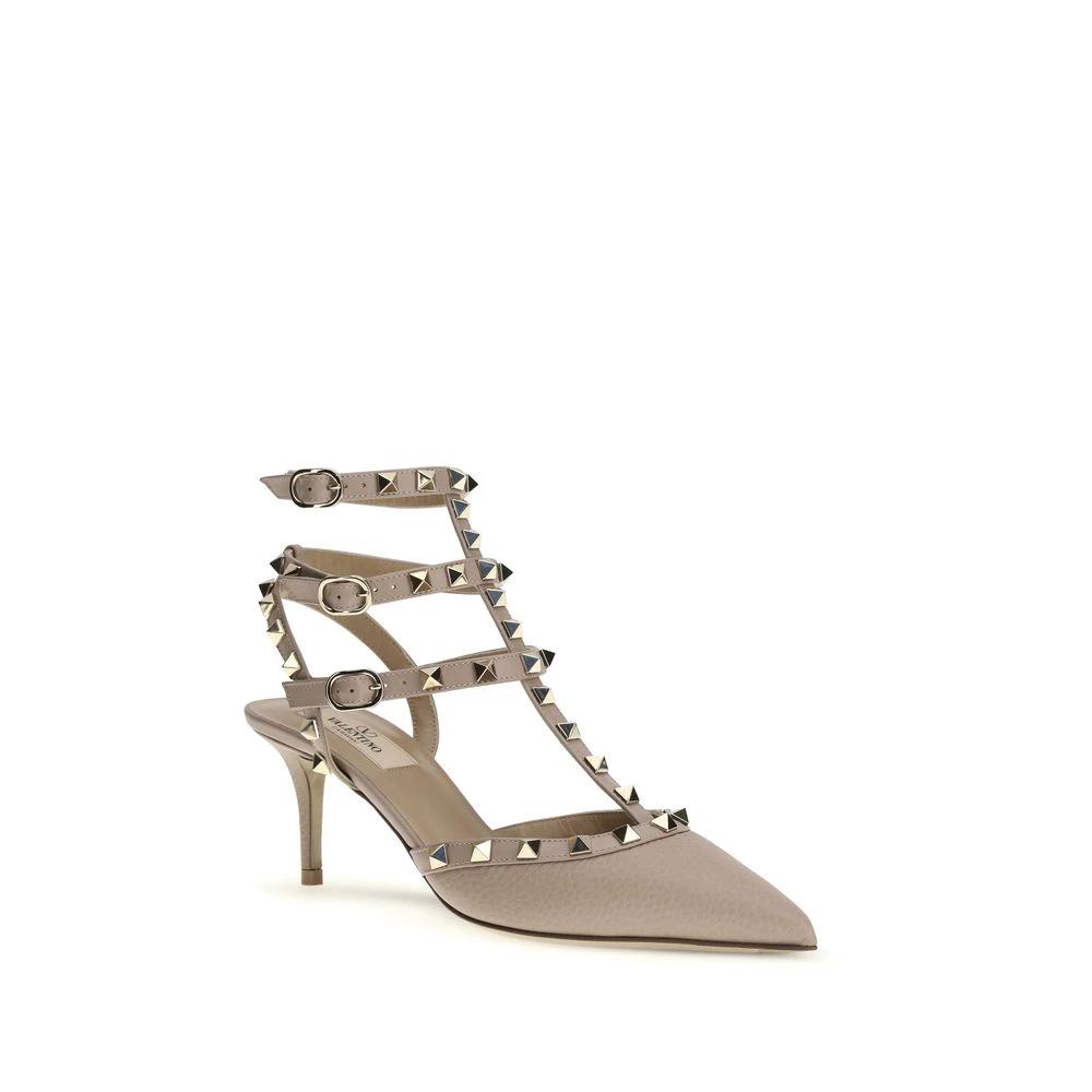 Valentino Garavani Gray Calf Leather Bos Taurus Pumps by Valentino Garavani