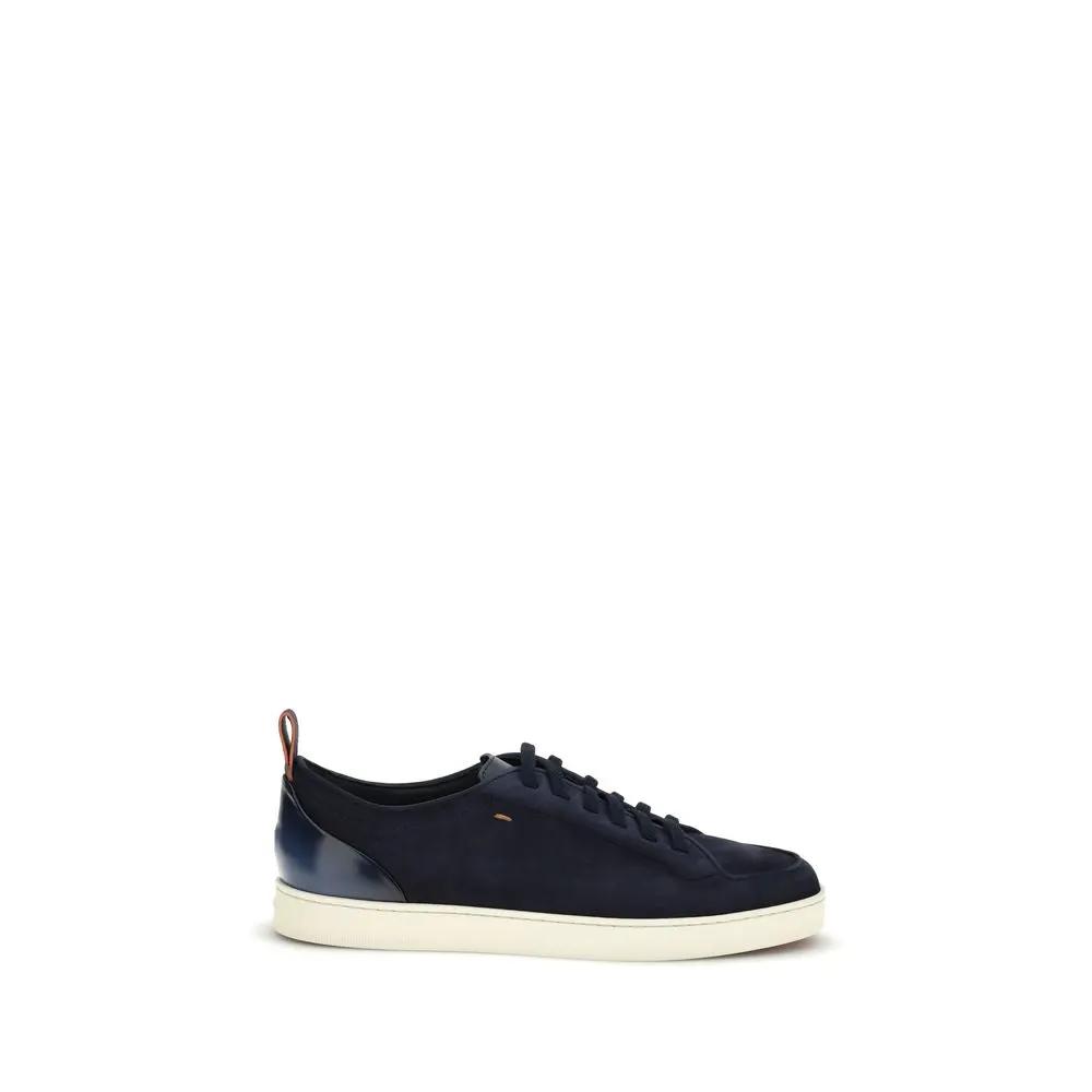 Baskets basses Santoni Bos Taurus en cuir de veau bleu