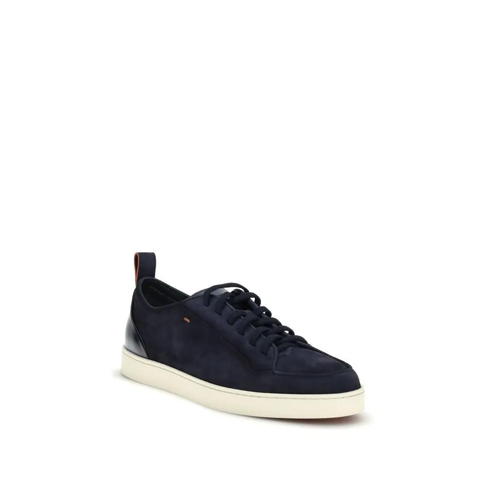 Baskets basses Santoni Bos Taurus en cuir de veau bleu