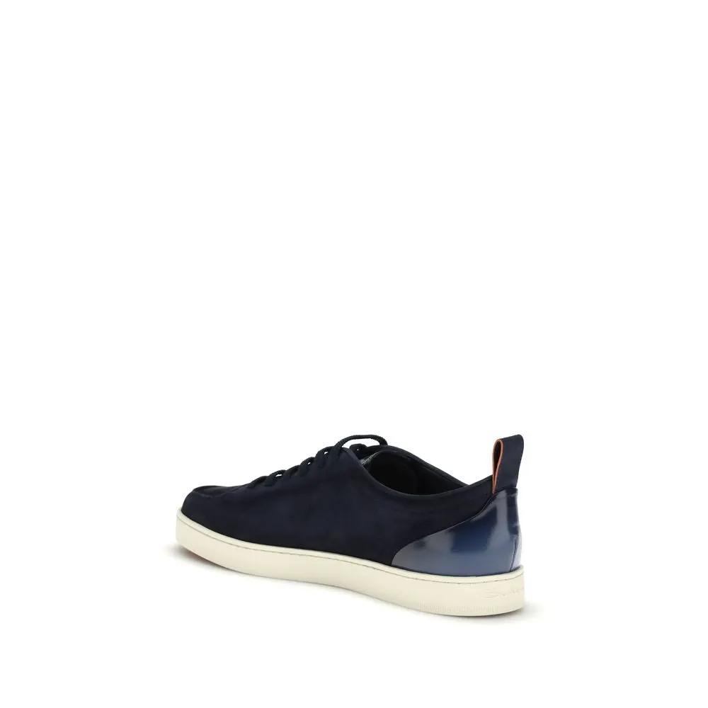 Baskets basses Santoni Bos Taurus en cuir de veau bleu
