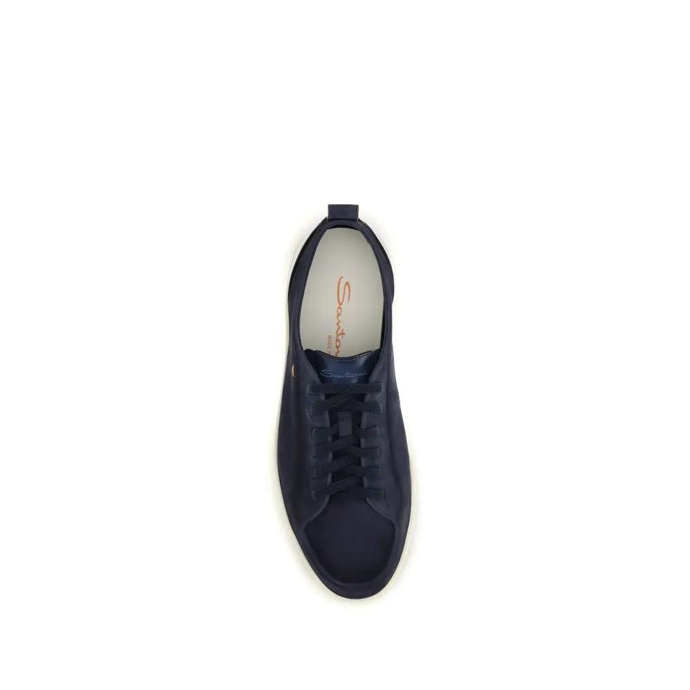 Baskets basses Santoni Bos Taurus en cuir de veau bleu