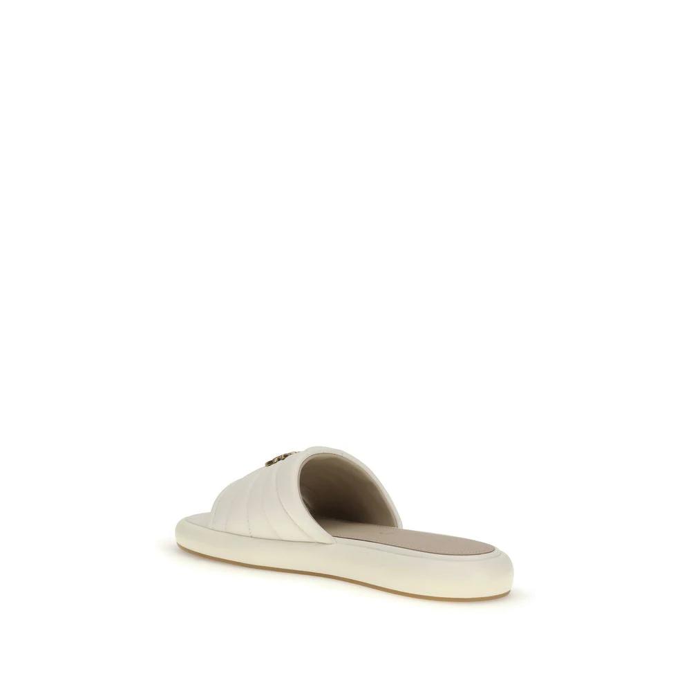 PINKO Beige Calf Leather Bos Taurus Flat Sandals by PINKO