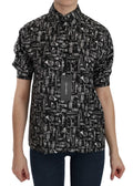 Dolce & Gabbana Black Musical Instrument Collared Blouse Shirt by Dolce & Gabbana