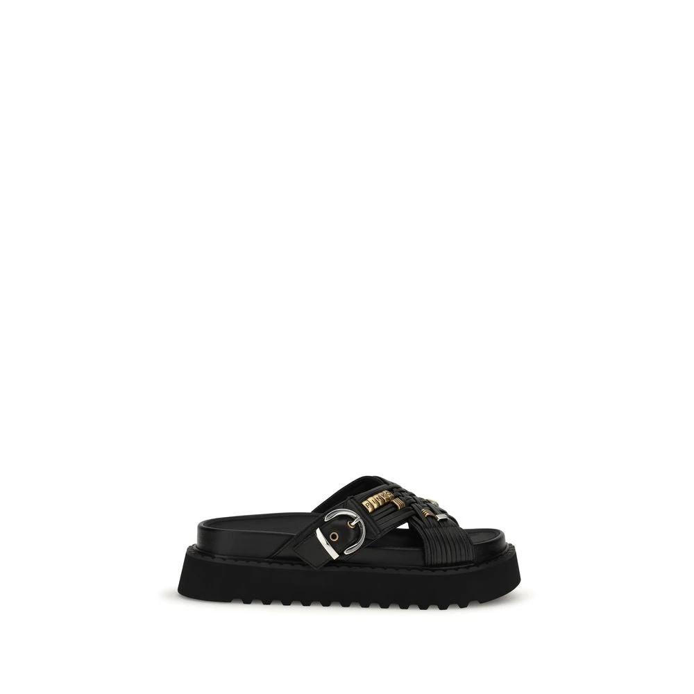 PINKO Black Goatskin Platform Sandals by PINKO