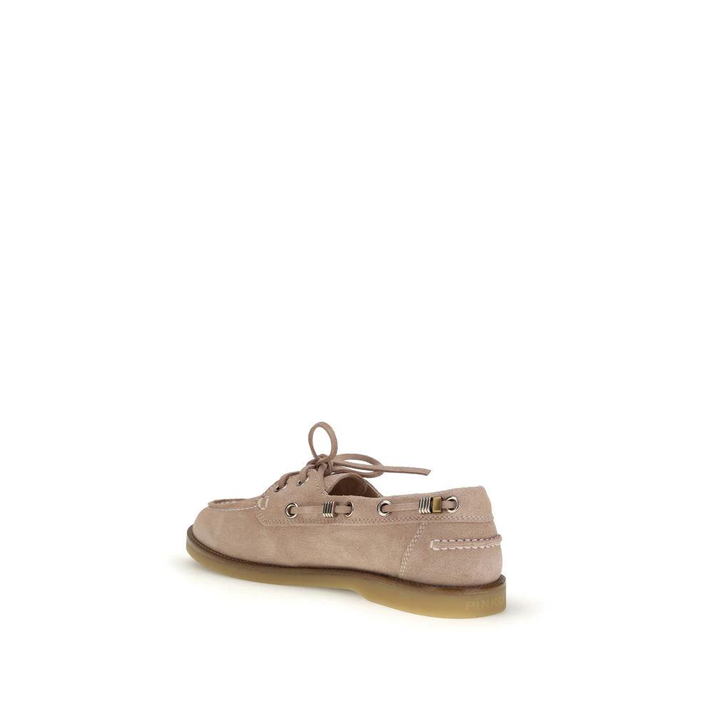 PINKO Beige Calf Leather Bos Taurus Slip-On Loafers by PINKO