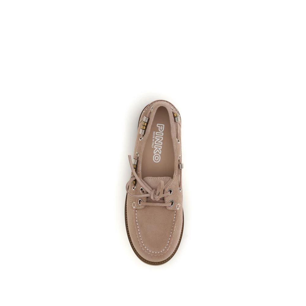 PINKO Beige Calf Leather Bos Taurus Slip-On Loafers by PINKO