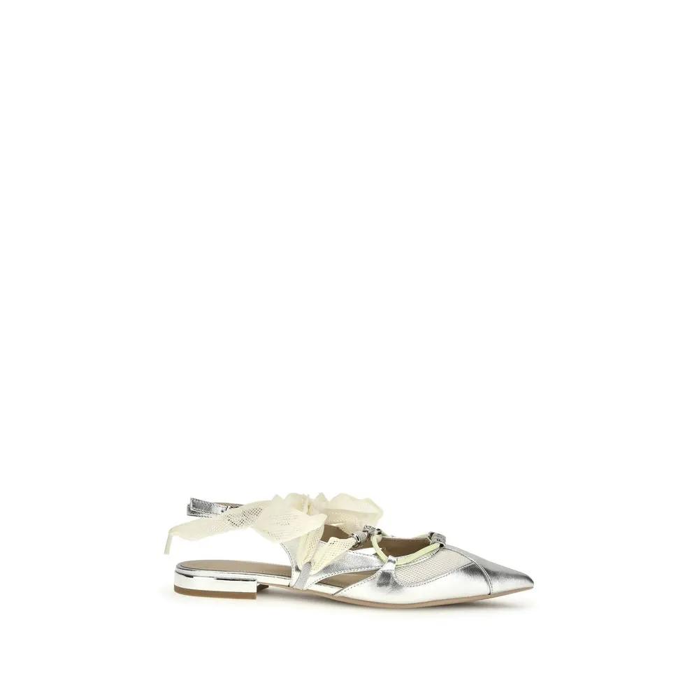 Ballerines PINKO Bos Taurus en cuir de veau argenté