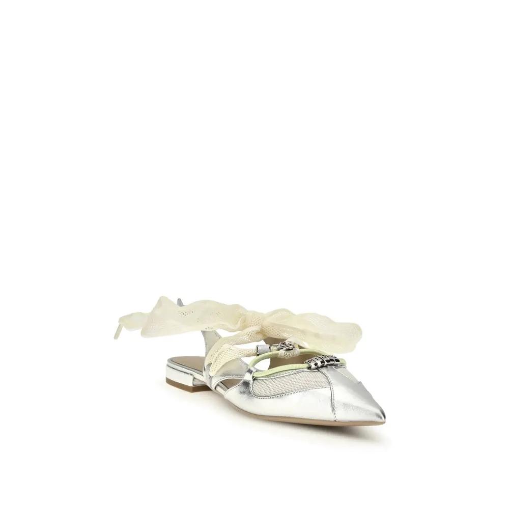 Ballerines PINKO Bos Taurus en cuir de veau argenté