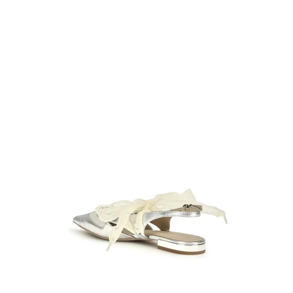 Ballerines PINKO Bos Taurus en cuir de veau argenté