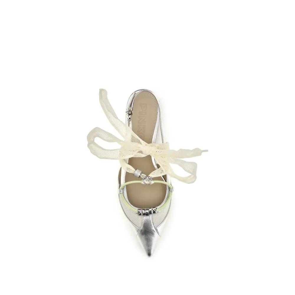 Ballerines PINKO Bos Taurus en cuir de veau argenté