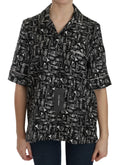 Dolce & Gabbana Black Musical Instrument Print Silk Top by Dolce & Gabbana