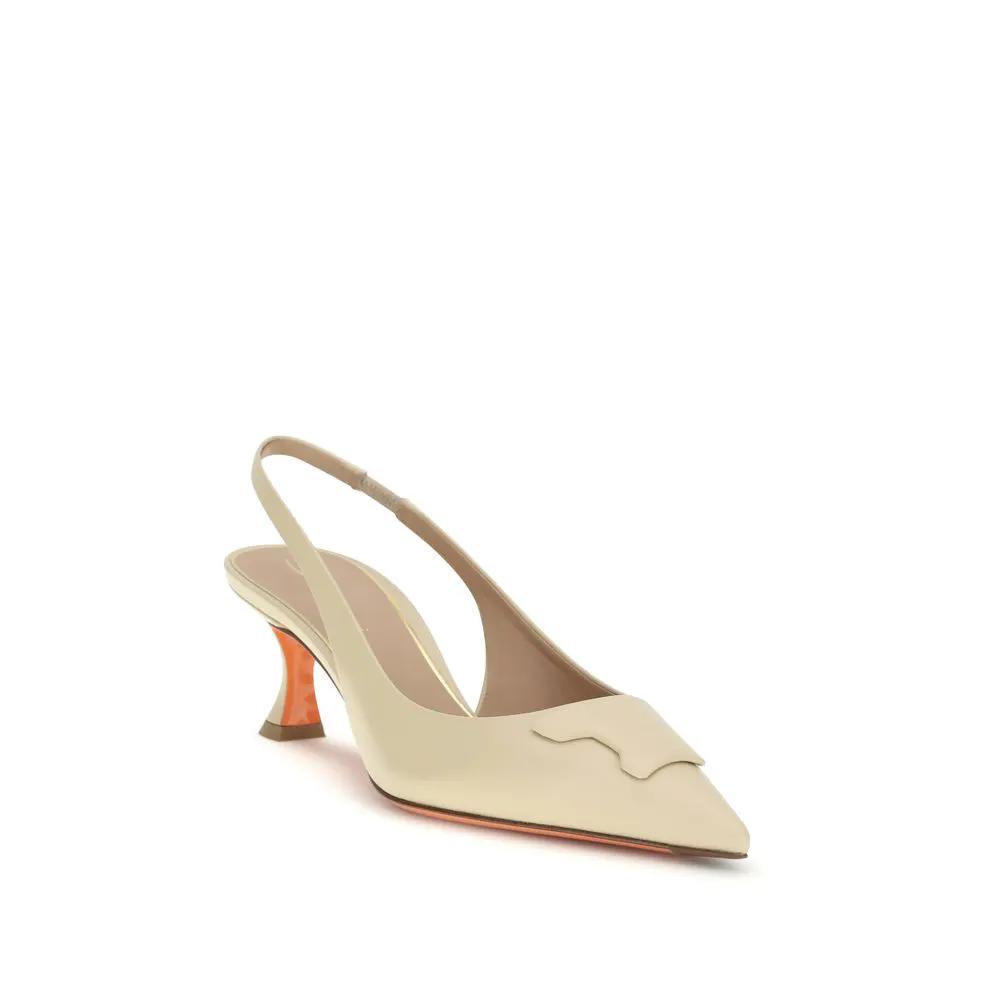 Escarpins Santoni Bos Taurus à talon moyen en cuir de veau beige