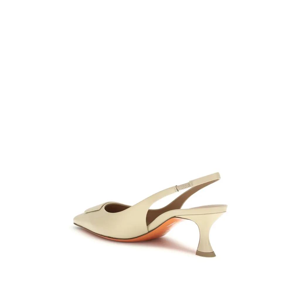 Escarpins Santoni Bos Taurus à talon moyen en cuir de veau beige