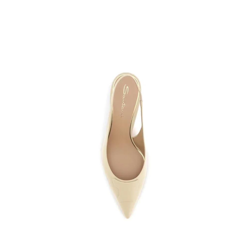 Escarpins Santoni Bos Taurus à talon moyen en cuir de veau beige