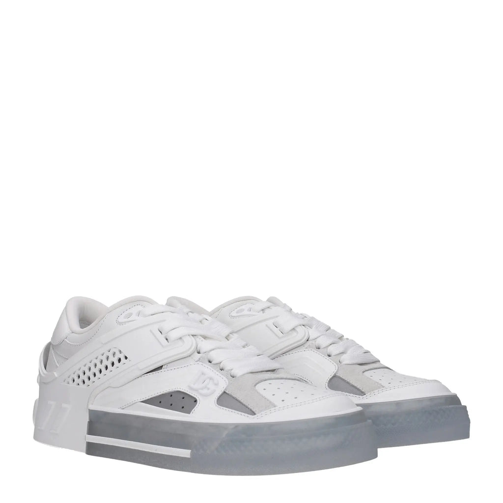 Baskets basses en cuir blanc Dolce &amp; Gabbana