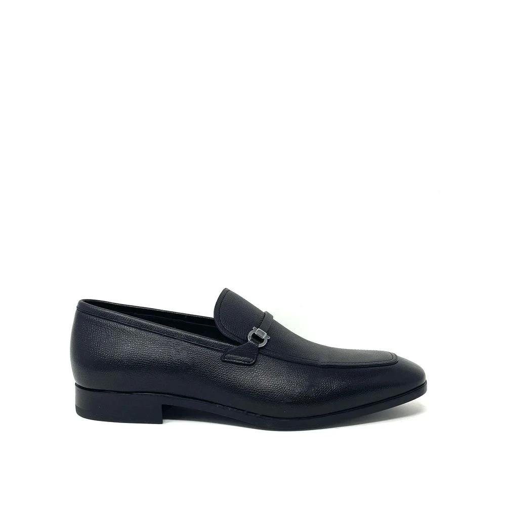 Salvatore Ferragamo Black Calfskin Slip-On Loafers by Salvatore Ferragamo