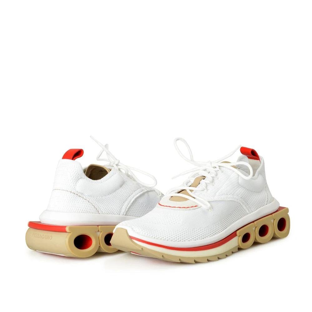 Salvatore Ferragamo White Fabric Athletic Sneakers by Salvatore Ferragamo