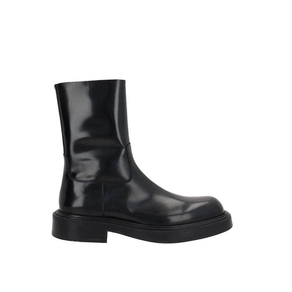 Salvatore Ferragamo Black Calfskin Ankle Boots by Salvatore Ferragamo