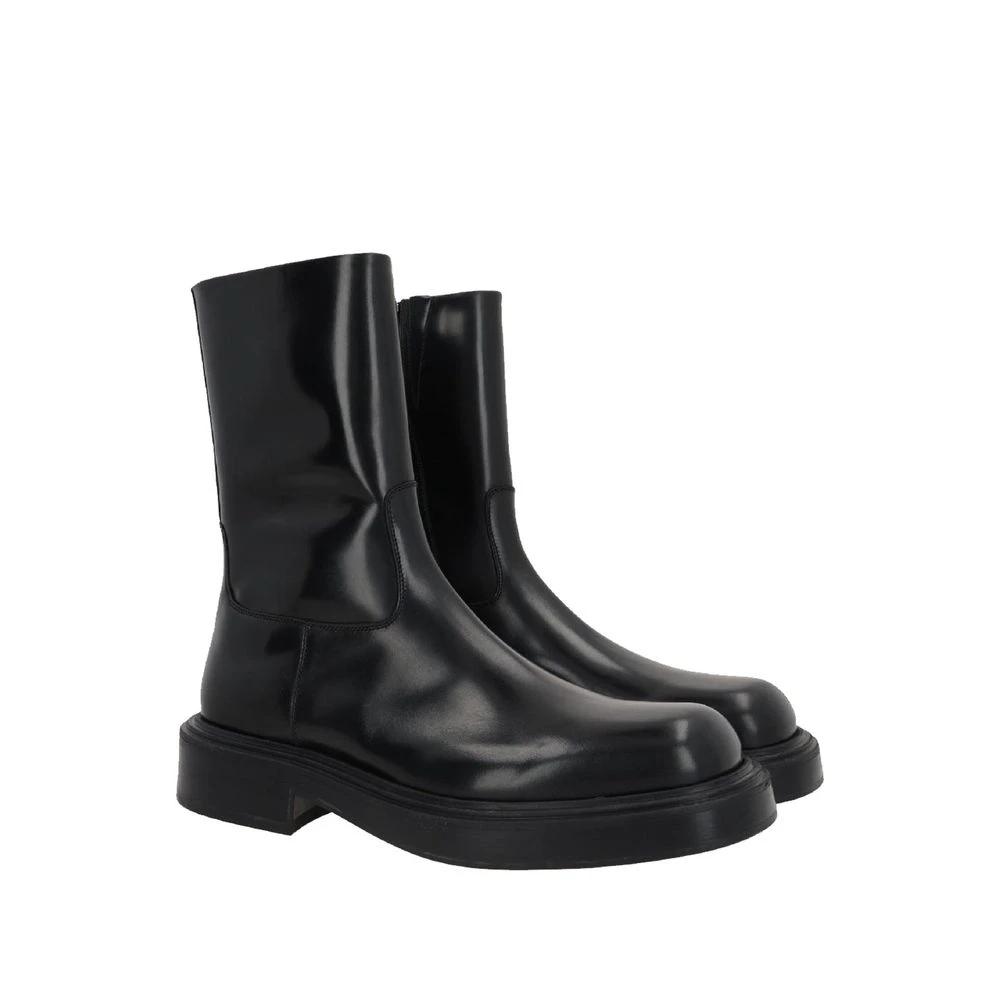 Salvatore Ferragamo Black Calfskin Ankle Boots by Salvatore Ferragamo