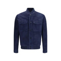Salvatore Santoro Blue Calf Leather Bos Taurus Bomber