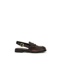 Mocassins à enfiler Miu Miu Bos Taurus en cuir de veau marron