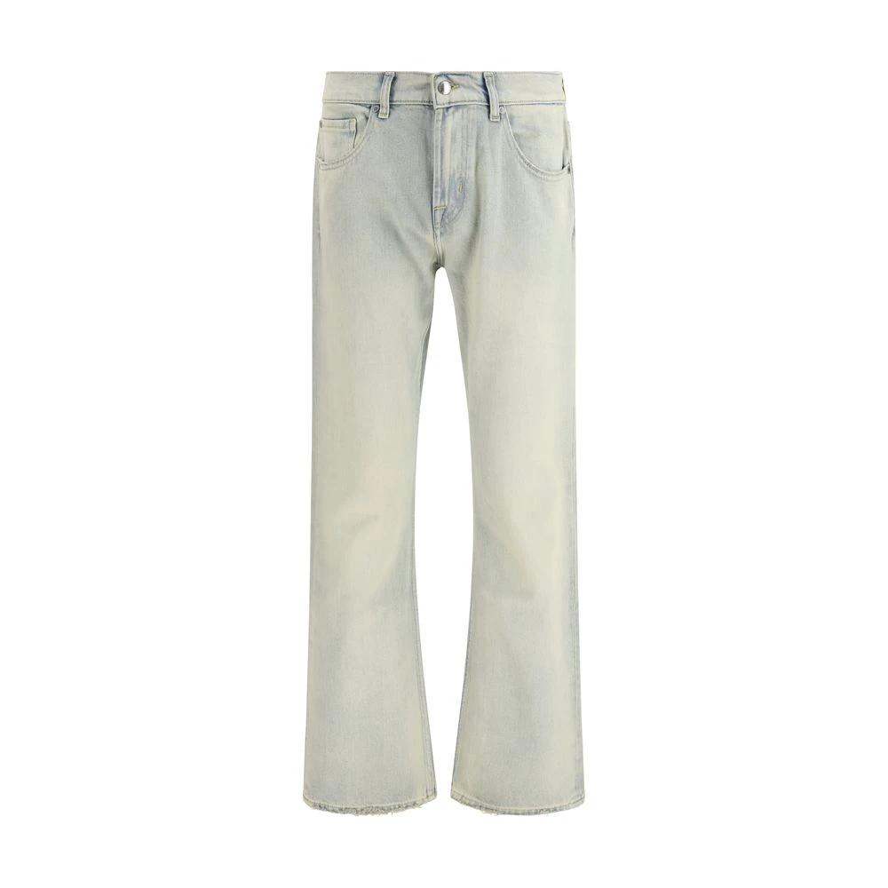 7FOR Beige Cotton Bootcut Jeans