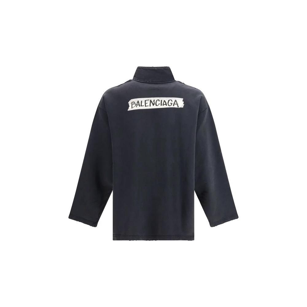 Sweat Zippé Balenciaga Distressed Oversize – Logo Imprimé SS26