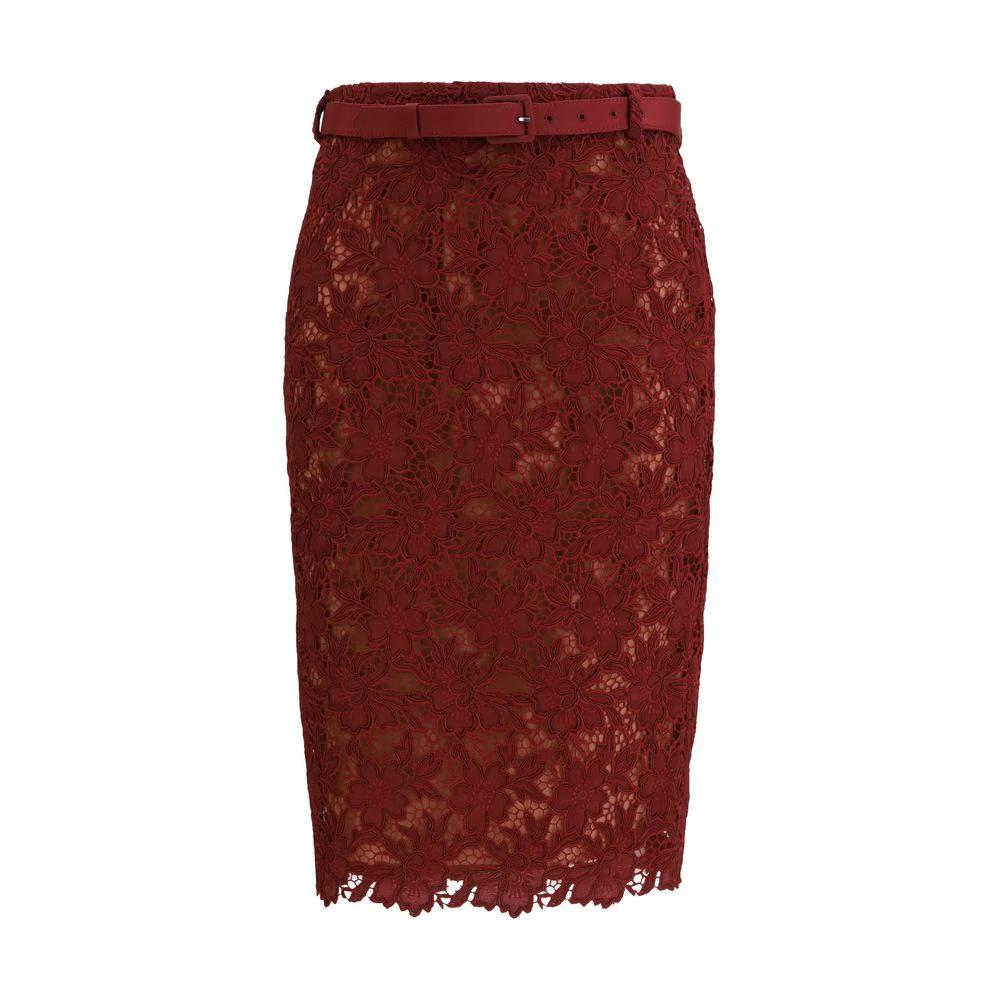 Self-Portrait Bordeaux Polyester Midi Skirt by Self-Portrait