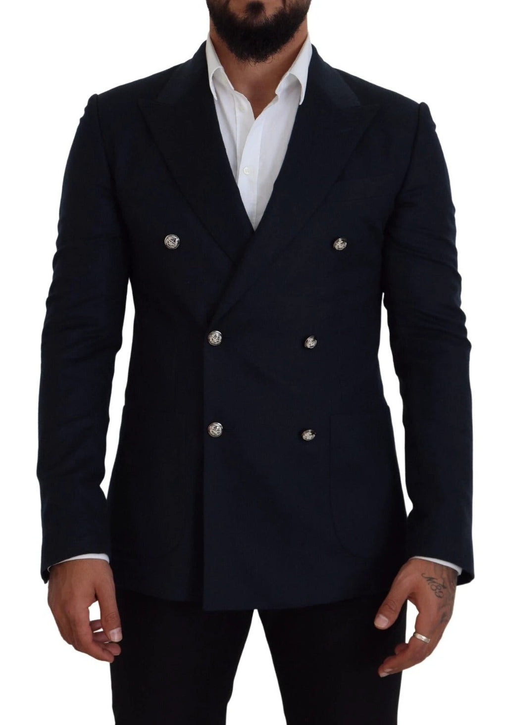 Dolce & Gabbana Blue Double Breasted Formal Coat Blazer by Dolce & Gabbana