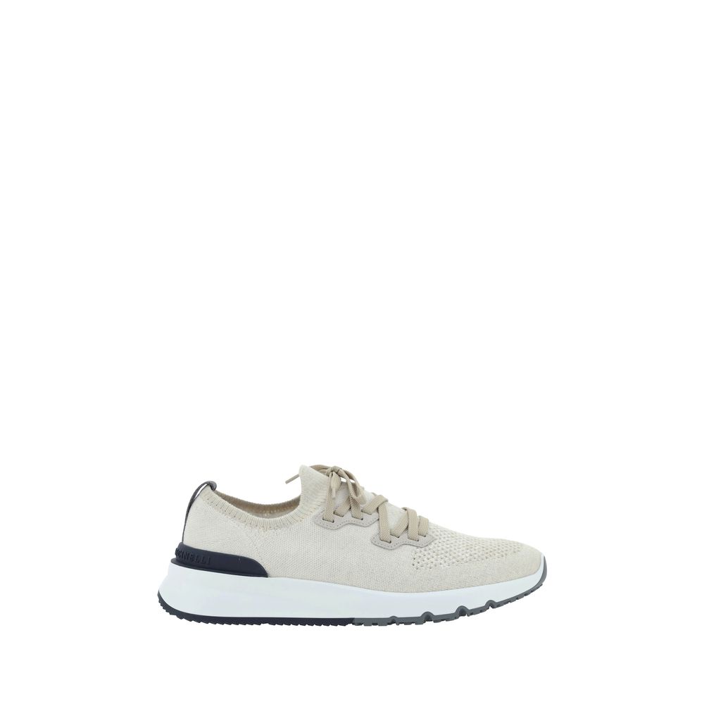 Baskets de sport en coton blanc Brunello Cucinelli